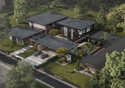 Thiết kế dinh thự vườn 2 tầng diện tích 1200 m2 phong cách Nhật Bản