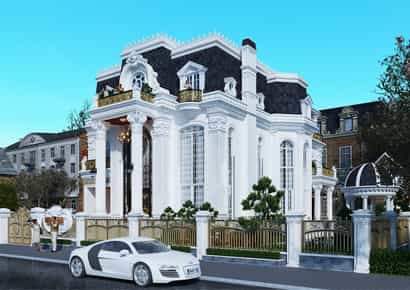 Thiết kế biệt thự  kiểu Pháp 3 tầng 190m2 tại thành phố Hạ Long