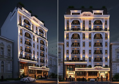 Thiết kế khách sạn mặt tiền 10m tại Thanh Xuân Hà Nội