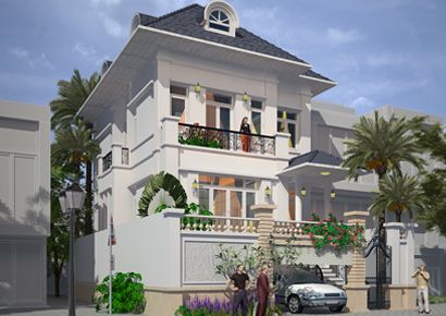 Thiết kế biệt thự kiểu Pháp 3 tầng cực đẹp giữa thành thị