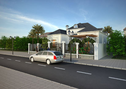 Thiết kế biệt thự nhà vườn 1 tầng kiểu Pháp tại Yên Bái