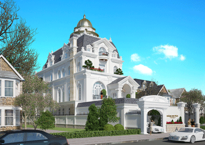 Thiết kế biệt thự 3.5 tầng tân cổ điển kiểu lâu đài Pháp