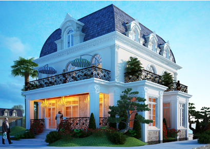 Lãng mạn và say đắm với Mẫu thiết kế biệt thự kiểu Pháp cổ điển 2 tầng classic
