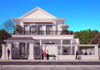 Thiết kế biệt thự kiểu Pháp 2 tầng xinh xắn ở Hà Huy Tập Tp. Hà Tĩnh