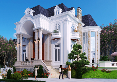 Thiết kế biệt thự kiểu Pháp 2,5 tầng tại Quận 9 - Sài Gòn