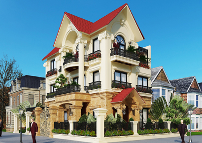 Thiết kế biệt thự kiểu Pháp phong cách tân cổ điển tại Vĩnh Phúc