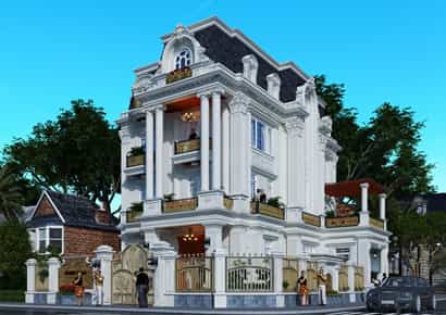 Thiết kế biệt thự kiểu pháp 3 tầng 162m2 gia chủ Lê Văn An