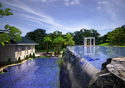 Tư vấn thiết kế phong thủy thác nước tuyệt đẹp trong dinh thự kiểu Pháp