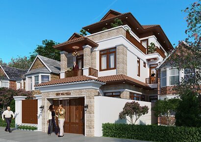 Ấn tượng với mẫu thiết kế biệt thự Á Đông 3 tầng mặt tiền 8m2