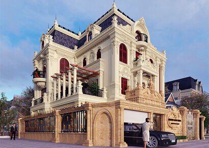 Sức hút của mẫu thiết kế biệt thự kiểu pháp 3,5 tầng 2 mặt tiền