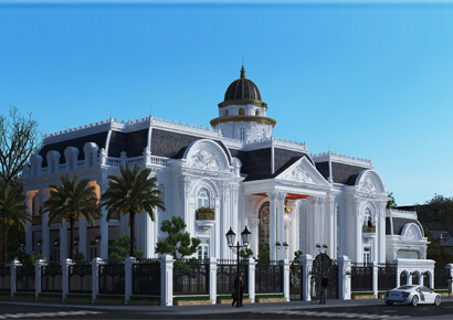 Mẫu thiết kế biệt thự kiểu Pháp 2 tầng tại thành phố Hòa Bình