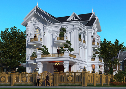 Thiết kế biệt thự tân cổ điển Pháp 3 tầng tại Thái Bình