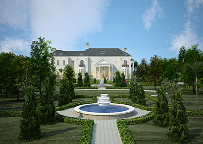 Bố trí công năng sân vườn biệt thự cổ điển