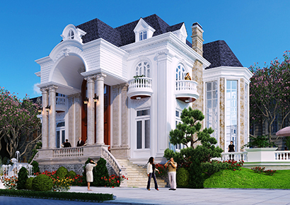 Thiết kế biệt thự cổ điển có bể bơi